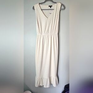 Lane Bryant Cream Sheath Midi Dress V-Neck Sleeveless